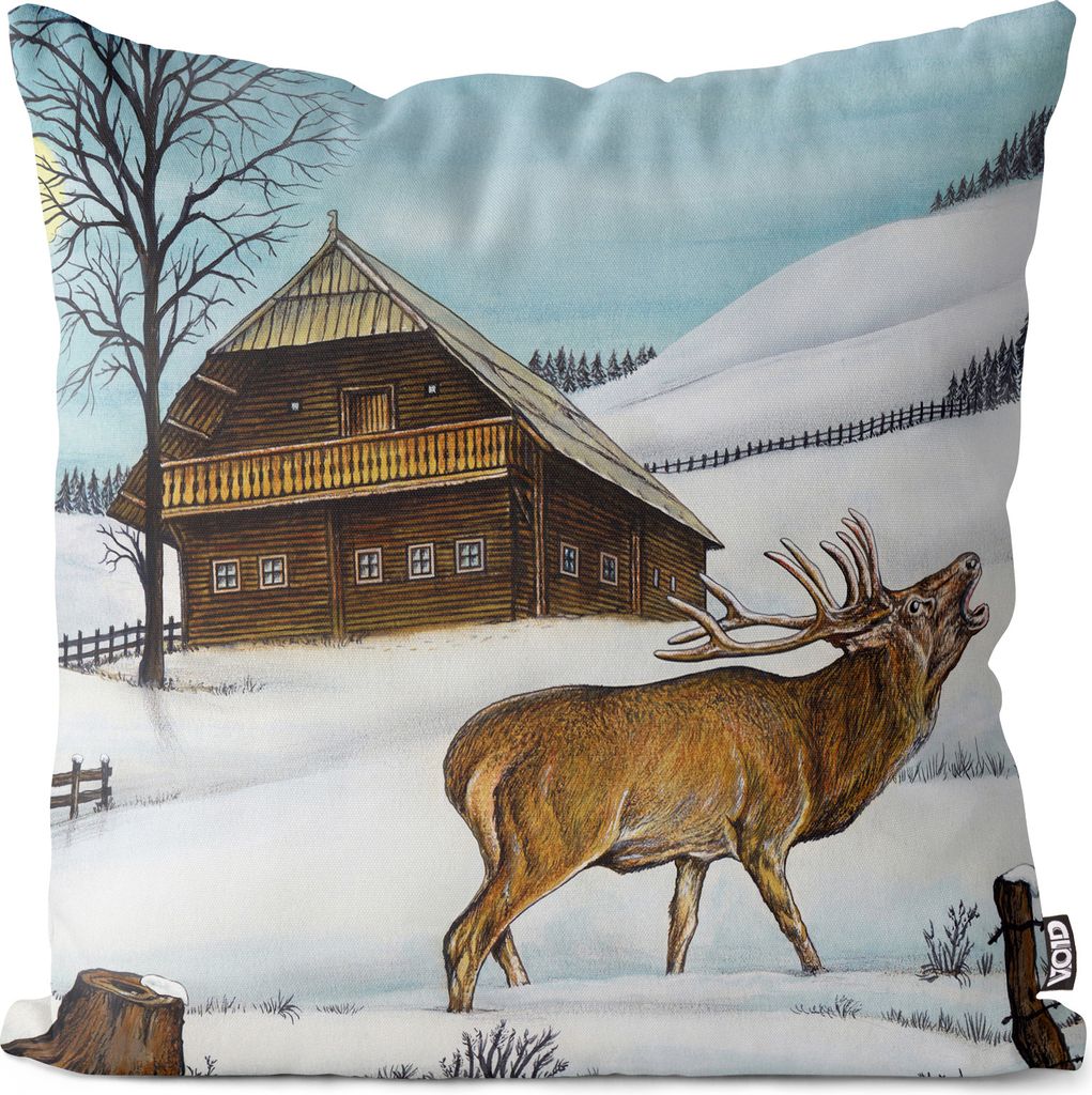 VOID Röhrender Hirsch Bauernhof Hof Kissenbezug Kissenhülle Polyester wasserfest Outdoor Indoor