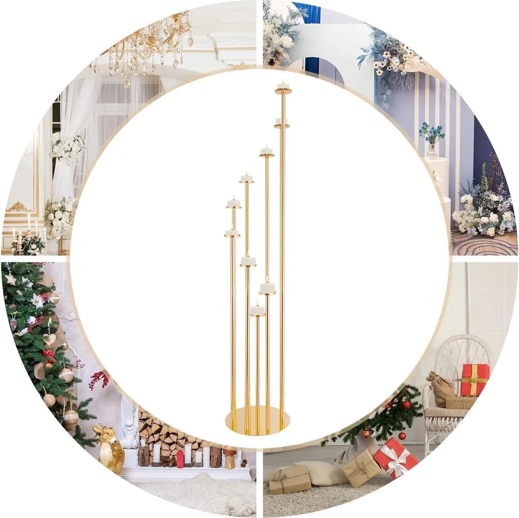 Chandelier de mariage doré 9 branches pour centre de table chic - 8