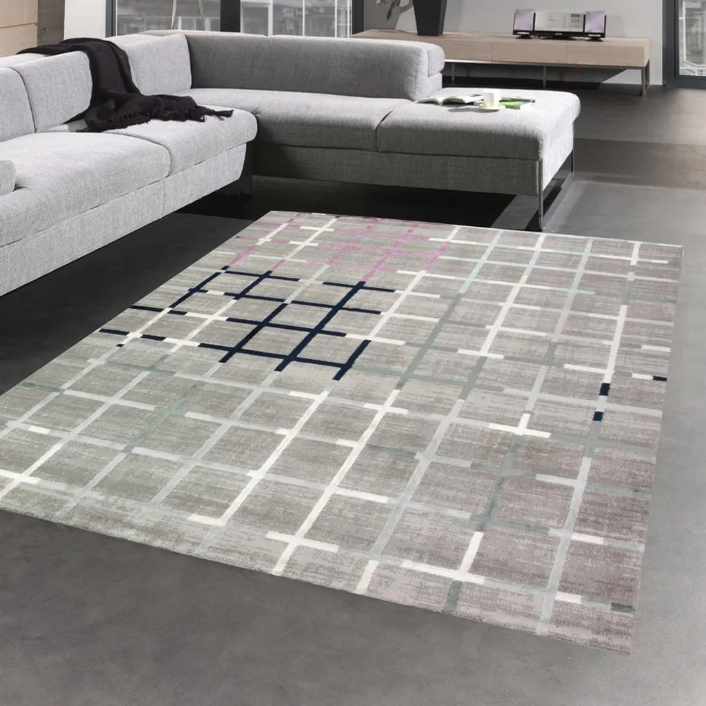 Grand Tapis de Salon Rectangulaire Design Moderne et Coloré 120x170