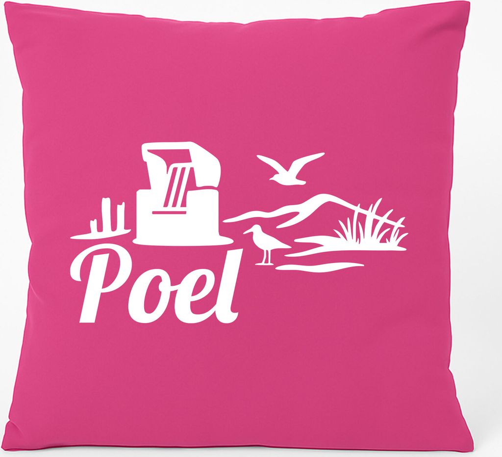 Huuraa Kissen Poel Strandmotiv 40x40cm mit Füllung Fuchsia Baumwolle Dekokissen Geschenkidee