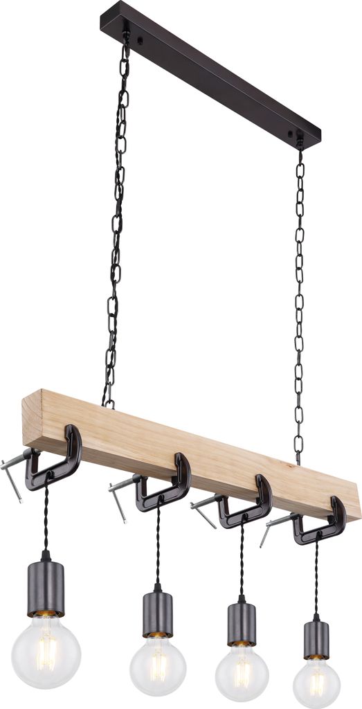 Globo Lighting Hängeleuchte Metall schwarz, 4x E27