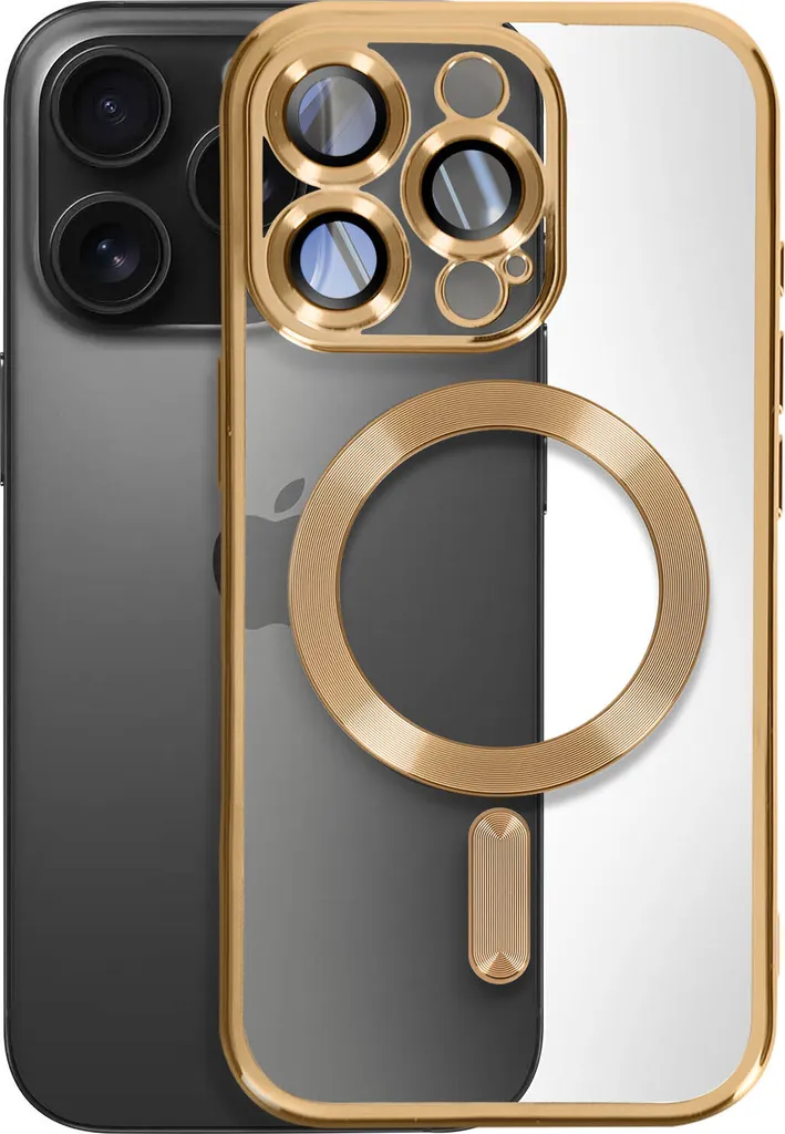 Custodia MagSafe iPhone 16 Pro Avizar - Silicone Oro e Trasparente