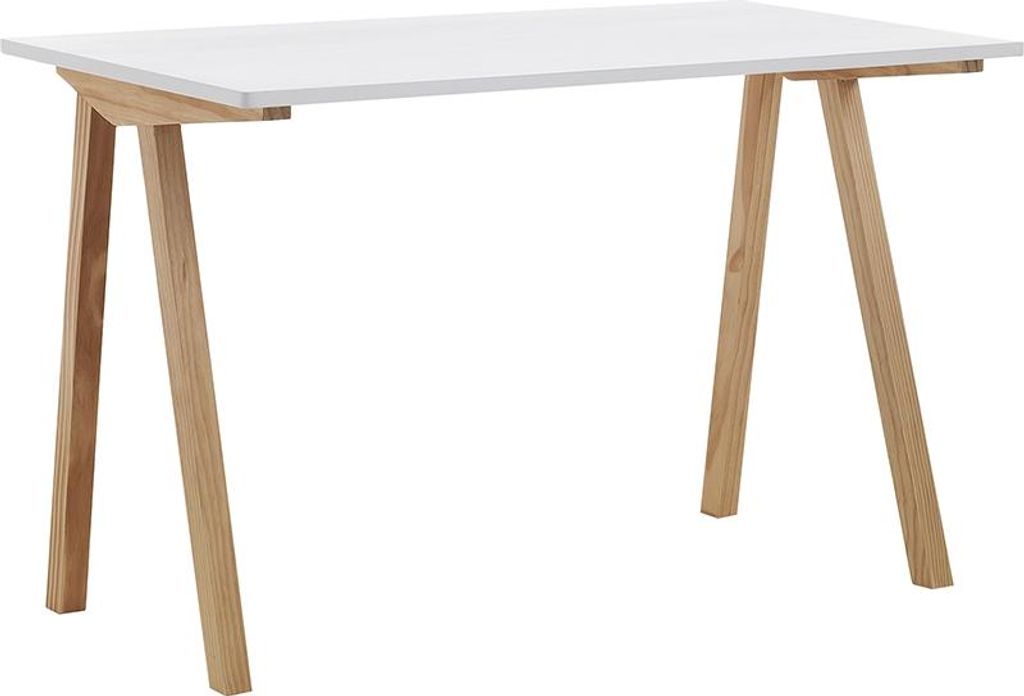 Schreibtisch Büro im skandinavischen Stil in Weiß und Eiche 120x76x60cm Milton