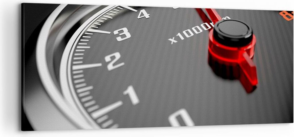 Bild auf Leinwand - Leinwandbild - Tachometer Auto Pfeil - 120x50cm - Wand Bild - Wanddeko - Leinwanddruck - Bilder - Kunstdruck - Wanddekoration -...