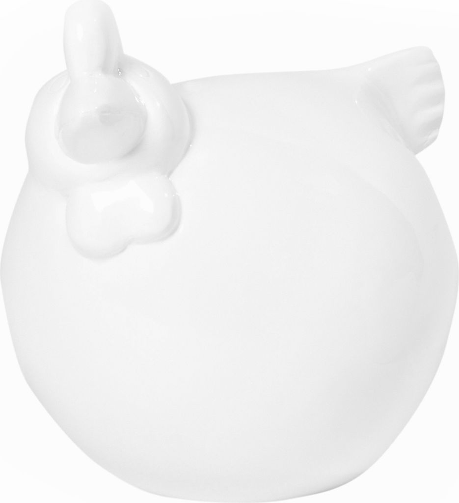 Deko-Huhn in weiß aus robustem Fiberstone, Größe M - E1170-S1-W
