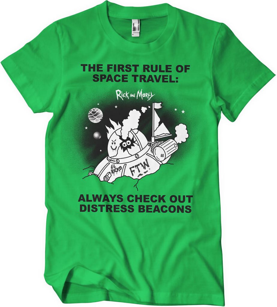 Rick And Morty - Distressed Beacons T-Shirt - XX-Large - Green
