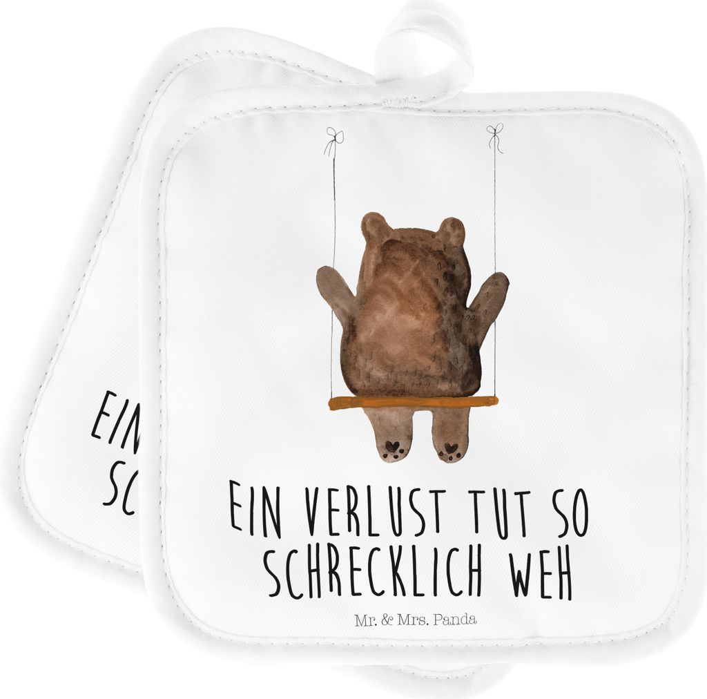 Mr. & Mrs. Panda Topflappen Bär Schaukel - Weiß - Geschenk, Verlust Trauer Trauergeschenk Traurig Trösten Trost Liebeskummer Liebe Verliebt, top...