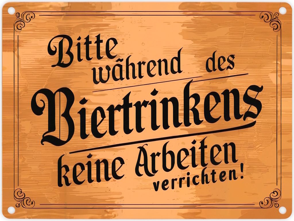 Während des Biertrinkens keine Arbeit Metallschild in 15x20 Produktbild 