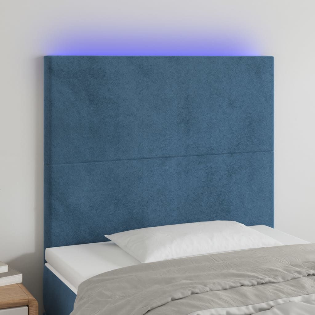 The Living Store LED Kopfteil Dunkelblau 90x5x118/128 cm Produktbild 