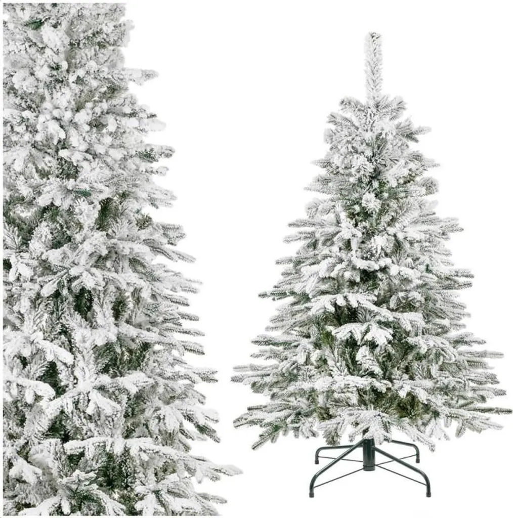Sapin de Noël Épicéa 150 cm à Effet Enneigé : Finition DeLuxe Très Dense