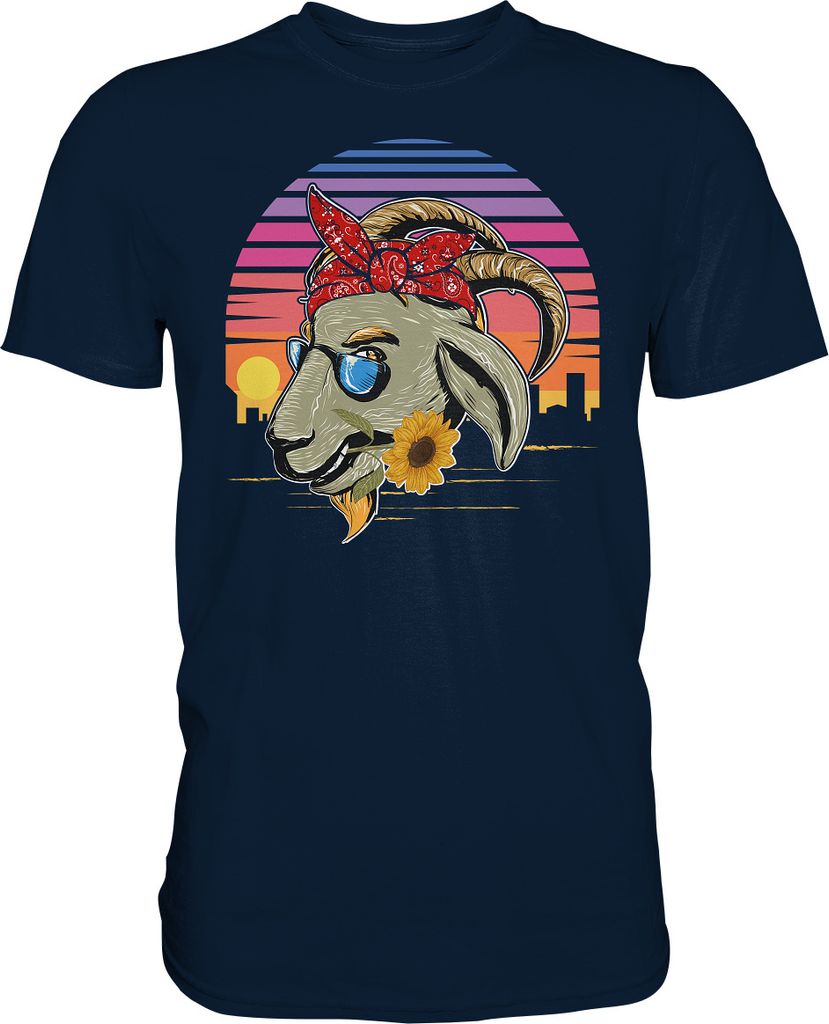 Ziege Sonnenblumen T-Shirt Gärtner Geschenk Garten – Navy / Produktbild 