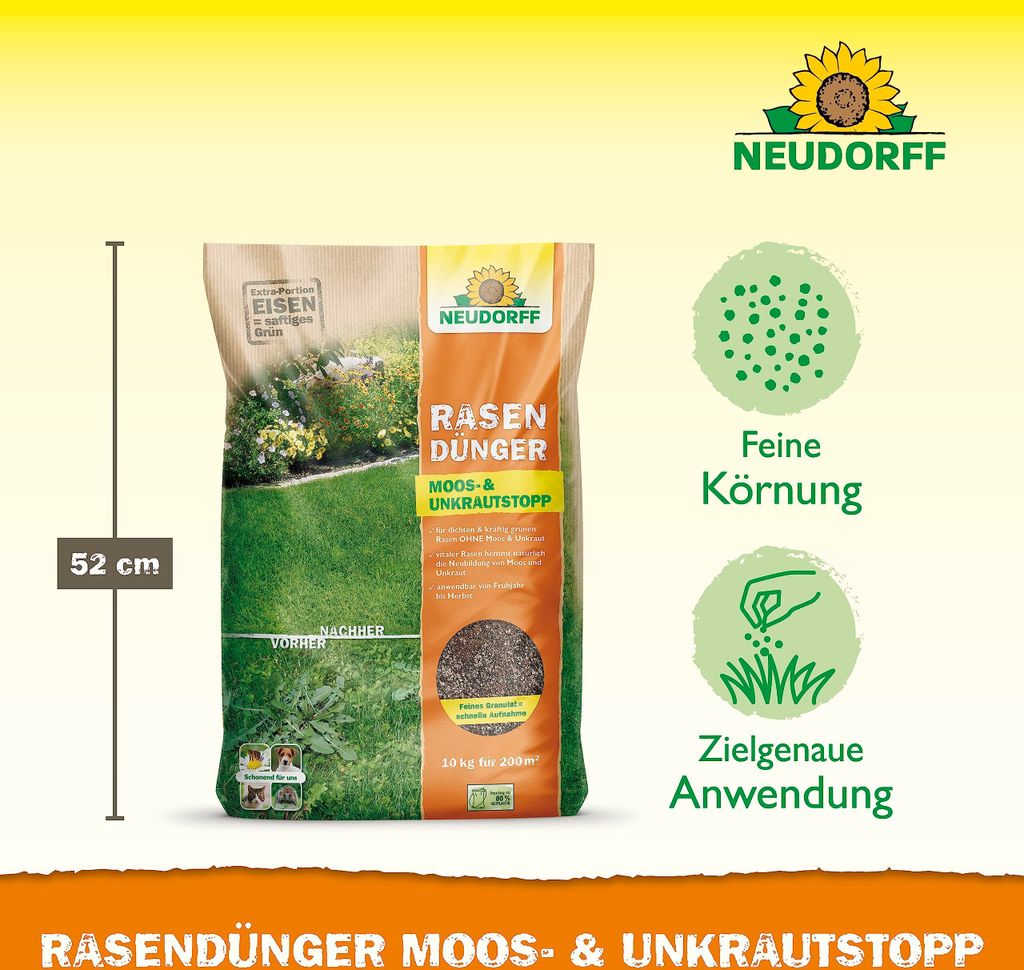 Neudorff RasenDnger Moos- & UnkrautStopp 10 kg fr 200 m