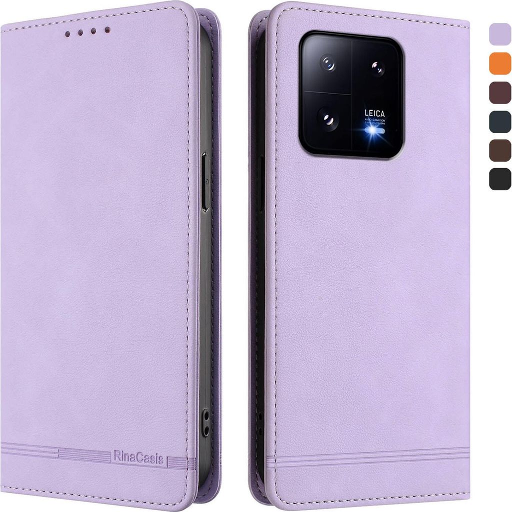 Hülle für Xiaomi 13 Pro, Retro Kunstleder Ständer Klapphülle mit Kartenfächer und Magnetische Violett