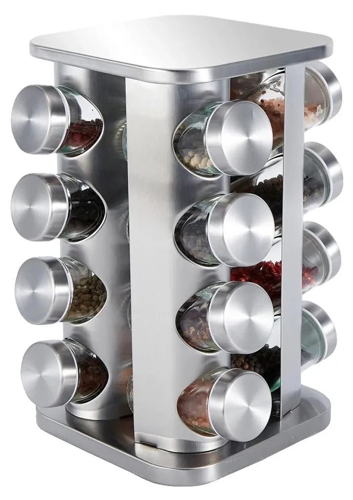 Carrousel à épices tournant en inox 32x51 cm avec 4 étages de stockage