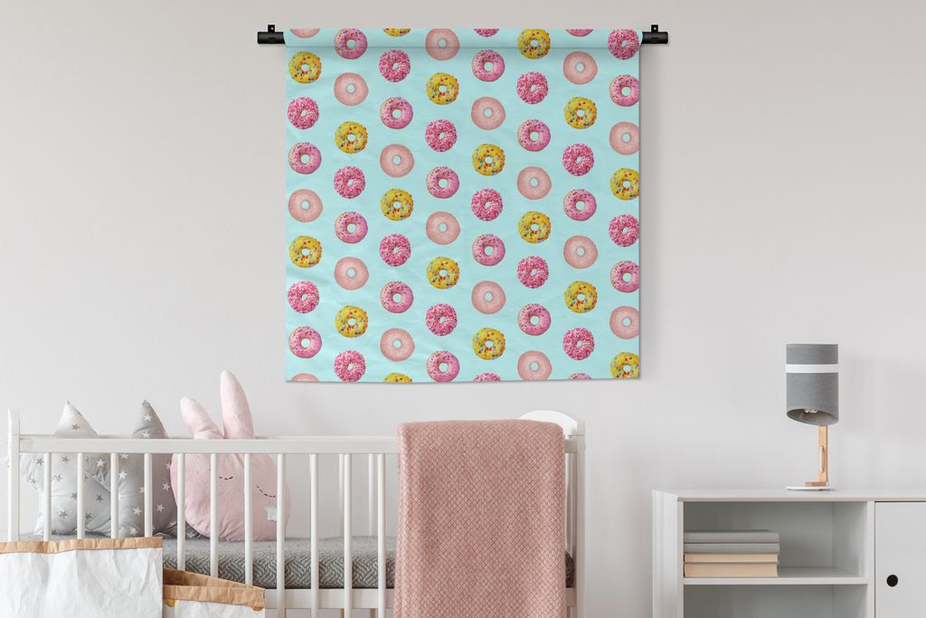 MuchoWow Wandteppich Wandbehang Farben - Muster - Donut 90x90 cm Tapisserie Dekoration Wandtuch - Wandaufhänger