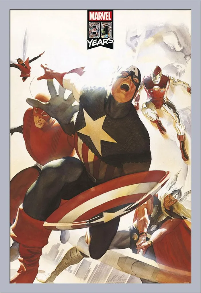 Quadro Marvel Avengers 80th Anniversary Cornice Argento Shinsuke
