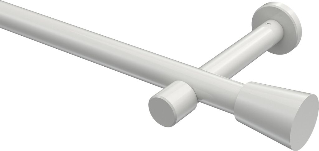 Interdeco Gardinenstange / Vorhangstange Weiß, Typ Prestige Sitra (Konus) ohne Ringe, 20 mm Ø 1-läufig, 540 cm