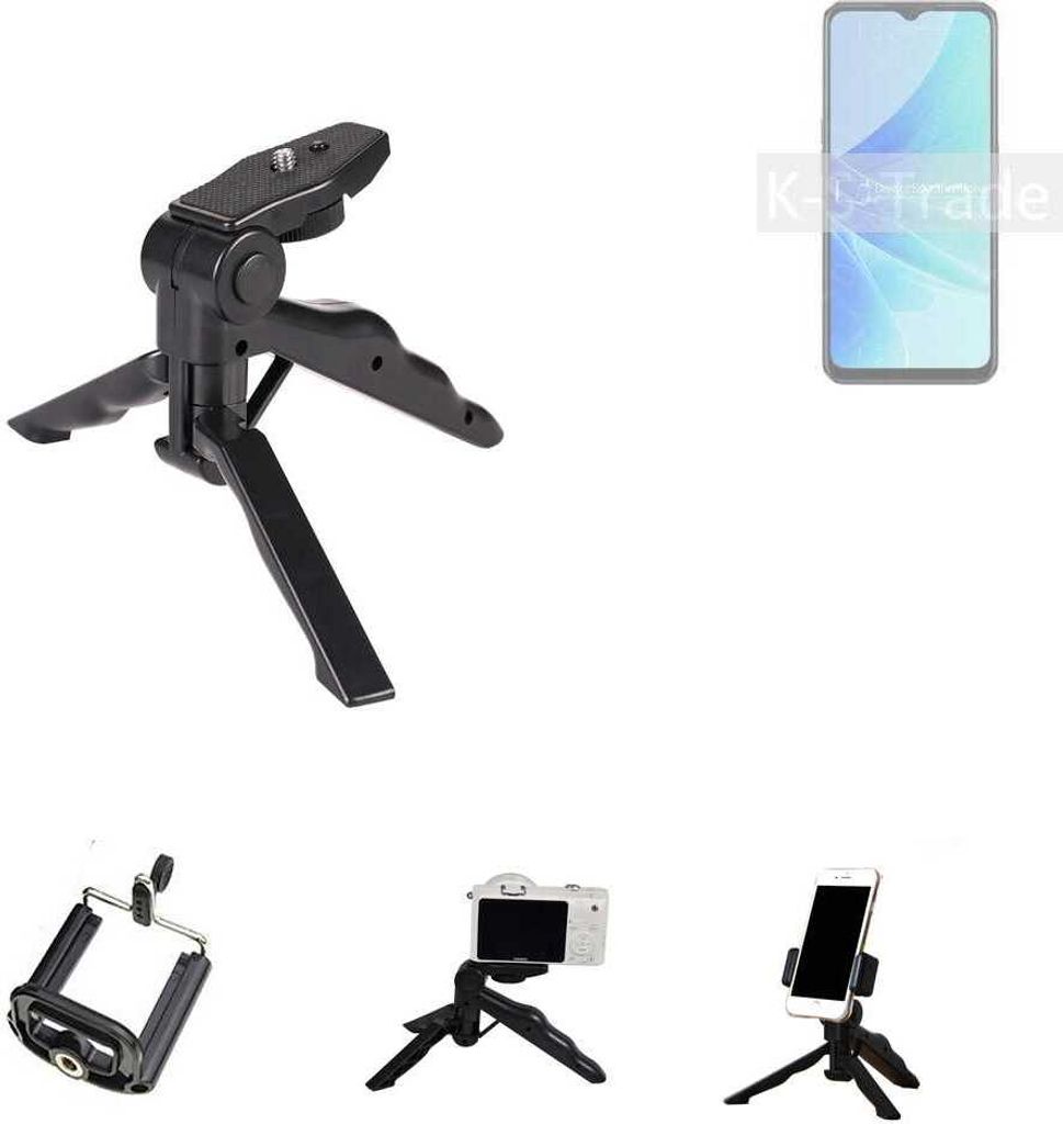 K-S-Trade Stativ Tisch-Ständer Dreibein Handy-Stativ Ständer kompatibel mit Oppo A57 Mini-Stativ Smartphone Tripod Handy-Stativ aus Plastik schwarz