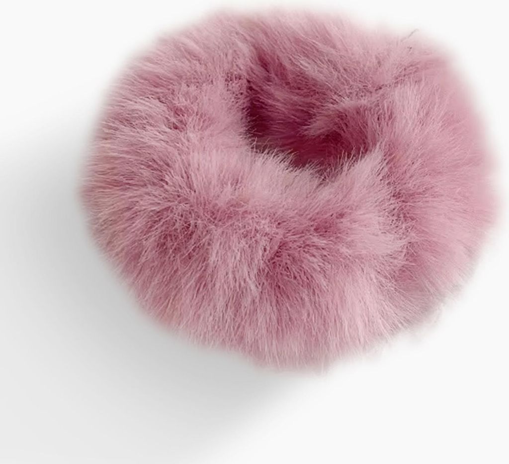 Klassischer Haargummi aus flauschigem Kunstfell in leuchtendem Rosa