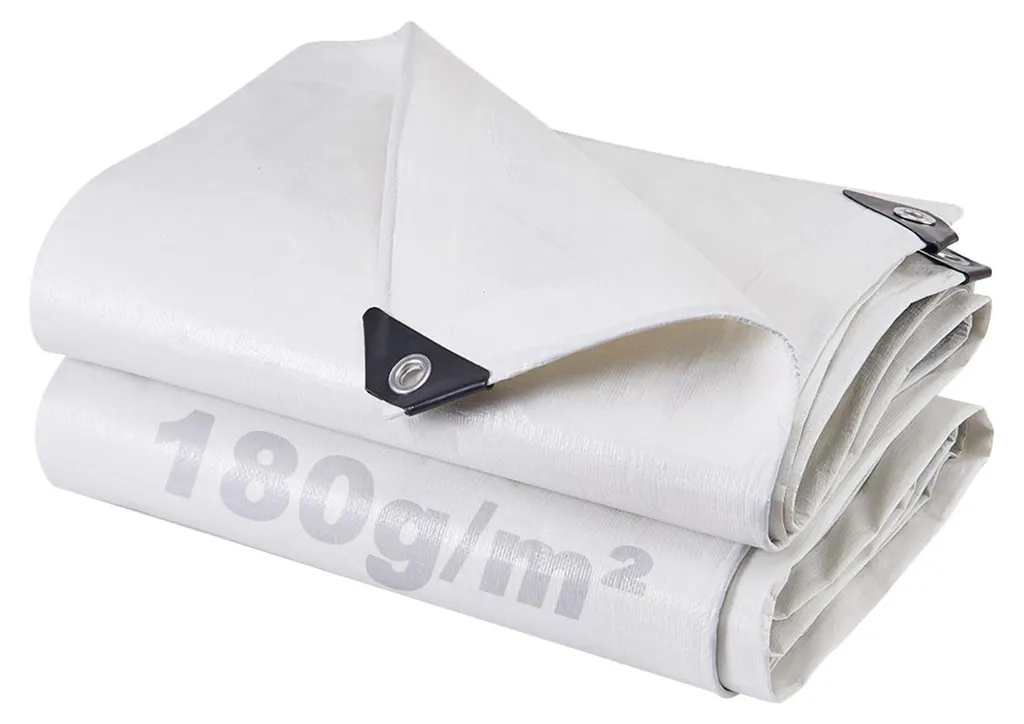 Bâche de protection bois et piscine 4x6 m imperméable blanche en PE