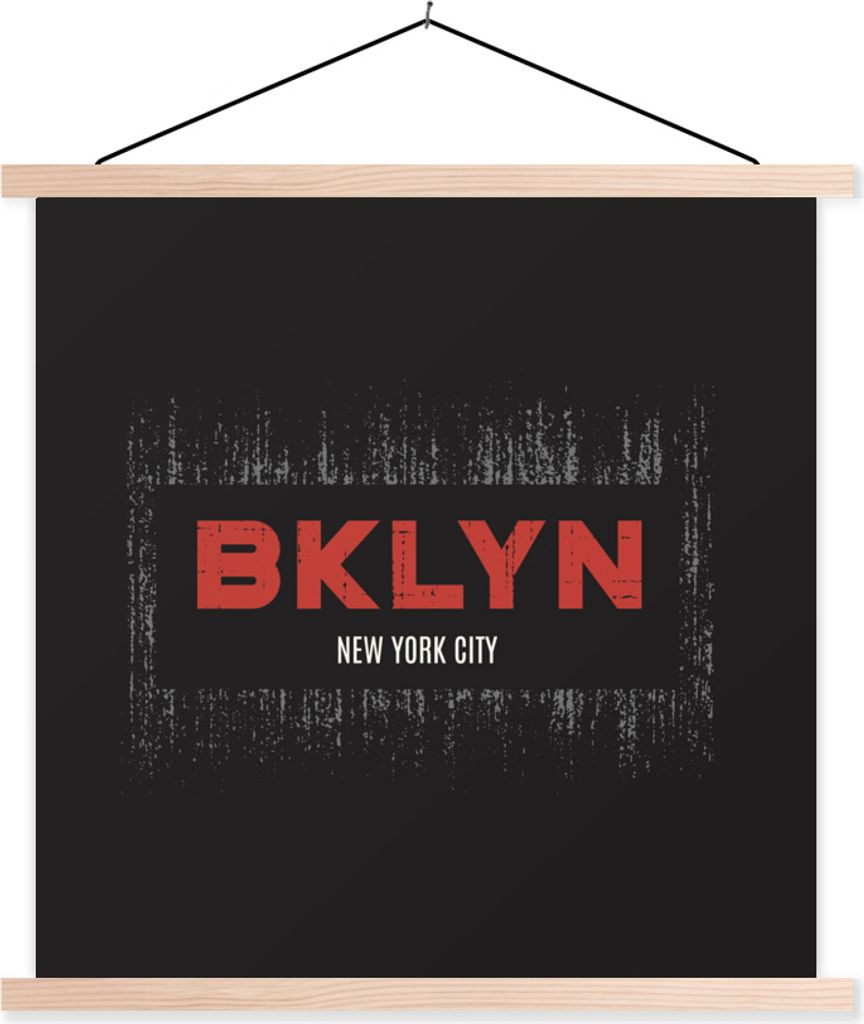 MuchoWow Textilposter New York - Brooklyn - Rot 40x40 cm mit holzfarbenen Rahmen - Posterleiste