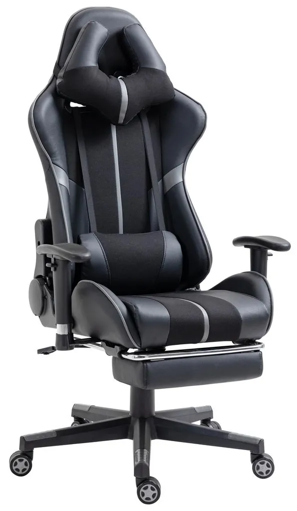 Siège gaming massant USB Delman 30GY ergonomique avec repose-pieds gris