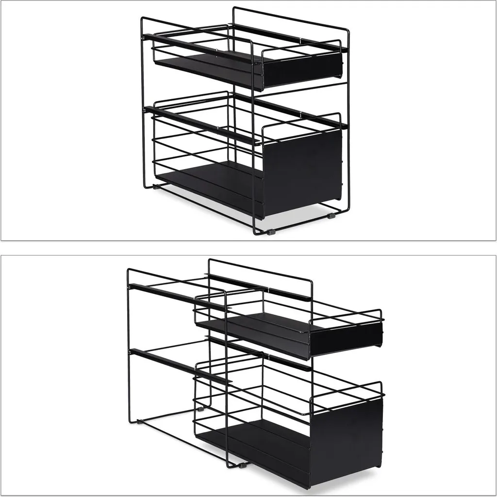 Caisson de rangement 2 tiroirs noir pour documents et fournitures A4 - 6