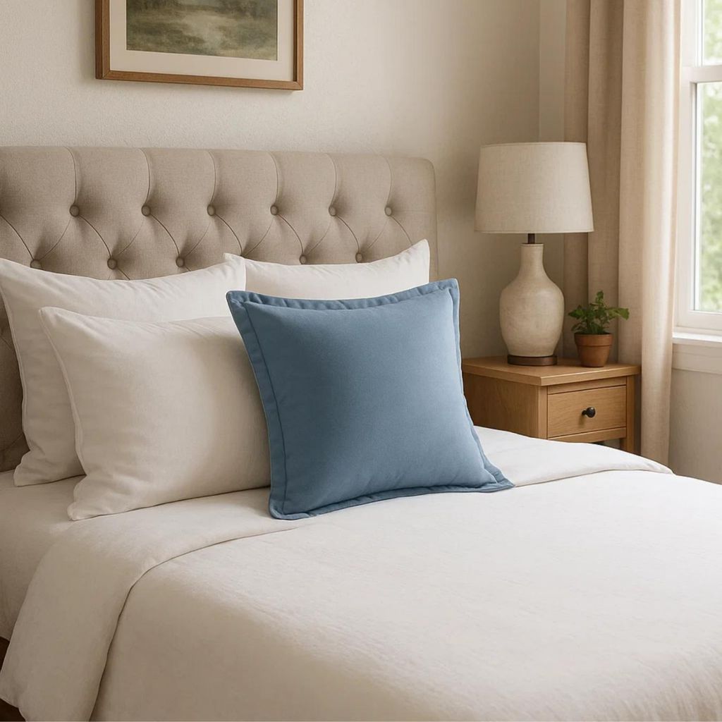 Blau Hell Weich Kuschiger Kissenbezug Mit Volant 40X40 Soft Velvet