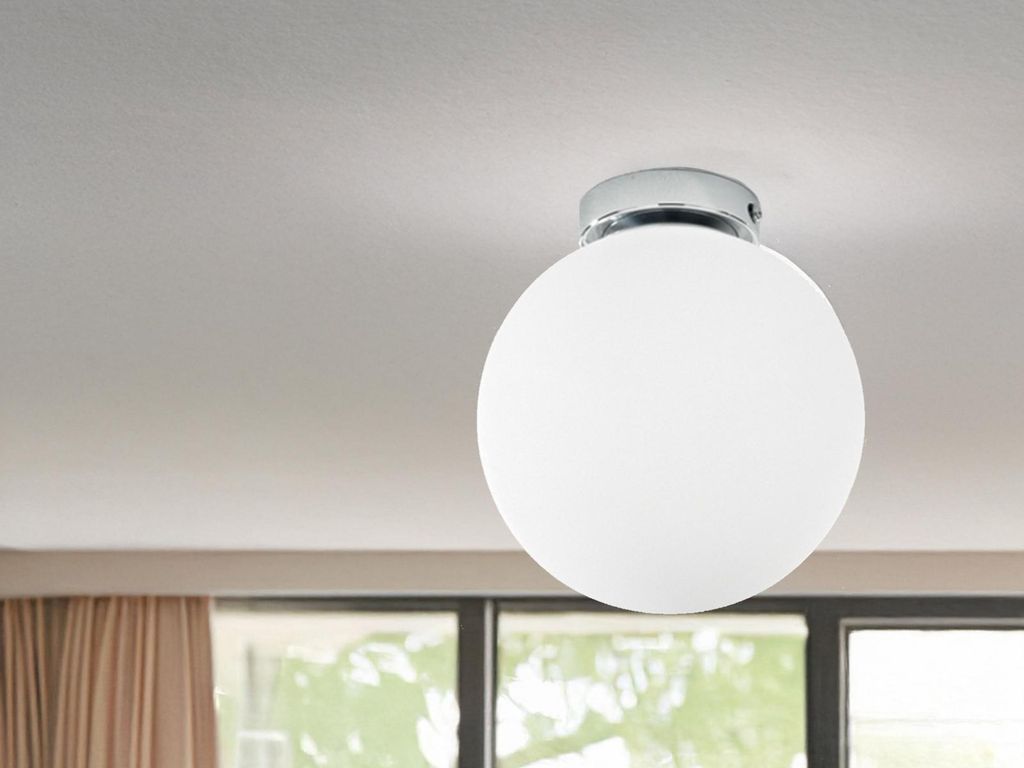 Kleine LED Deckenleuchte 1-flammig Kugellampe mit Glaskugel weiß Flurlampe Ø15cm