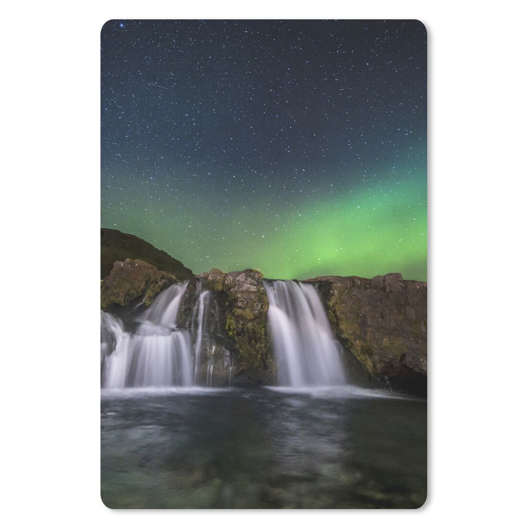 MuchoWow Mauspad Mousepad Nordlicht - Wasserfall - Island - Natur 40x60 cm - Mousepads - Maus Mat - Pad - Mausunterlage - Schreibtisch Accesoire