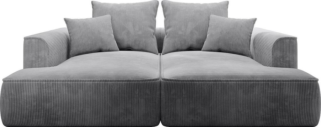 3-Sitzer-Sofa mit tiefem Sitz aus hellgrauem Kord - PINETA