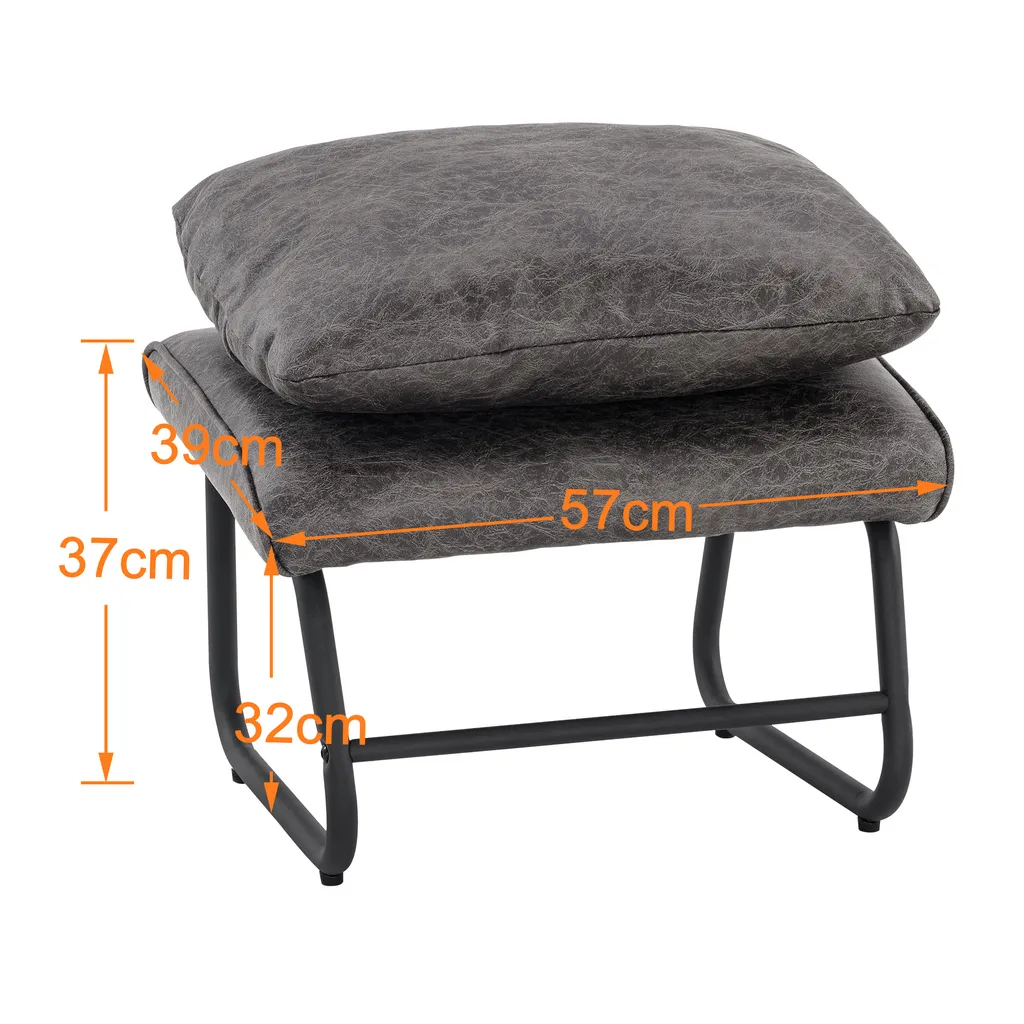 Tabouret Stable Anti-Rayures en Microfibre, Repose-Pieds Gris Foncé
