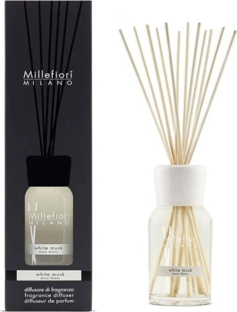 Millefiori Milano Diffuseur de Parfum Musc Blanc 500 ml Flacon Design