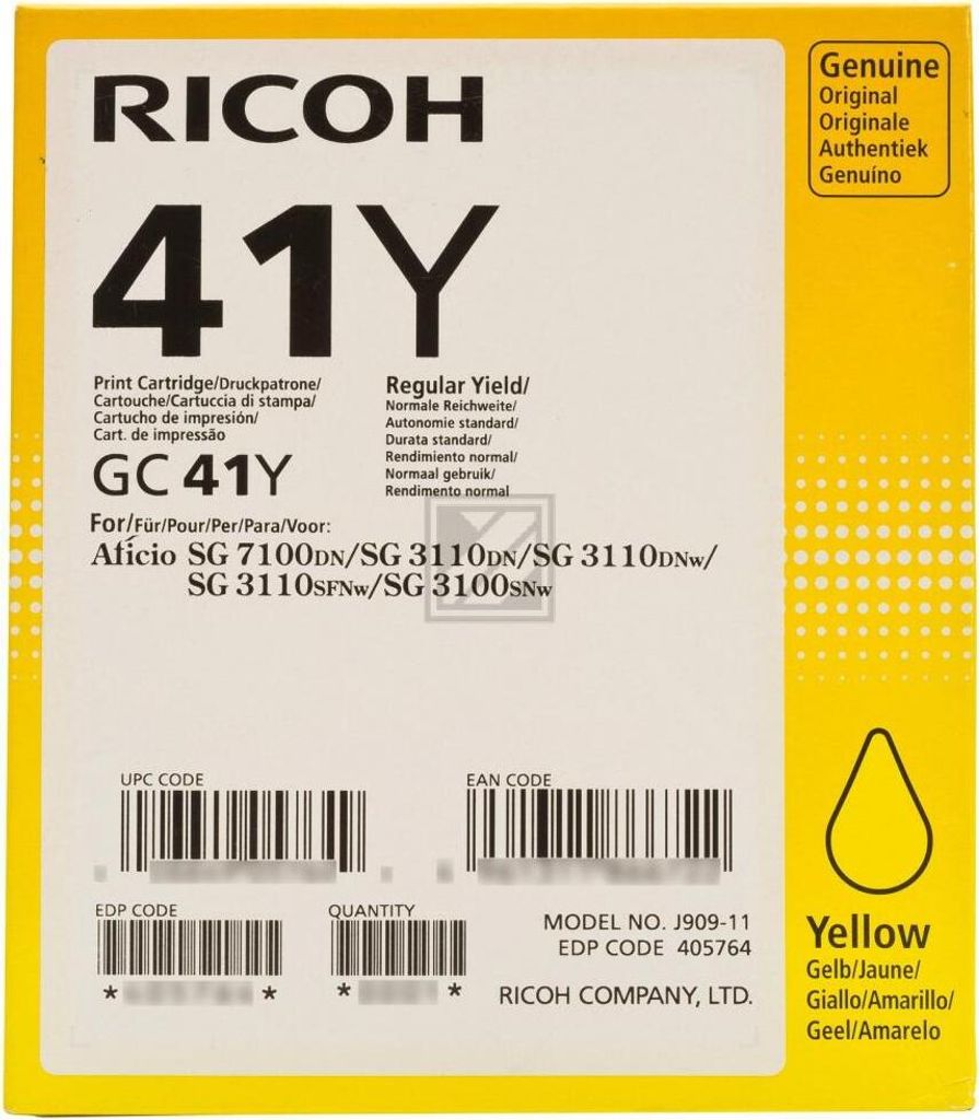 Original Toner für RICOH Aficio SG3110DN gelb HC Produktbild 