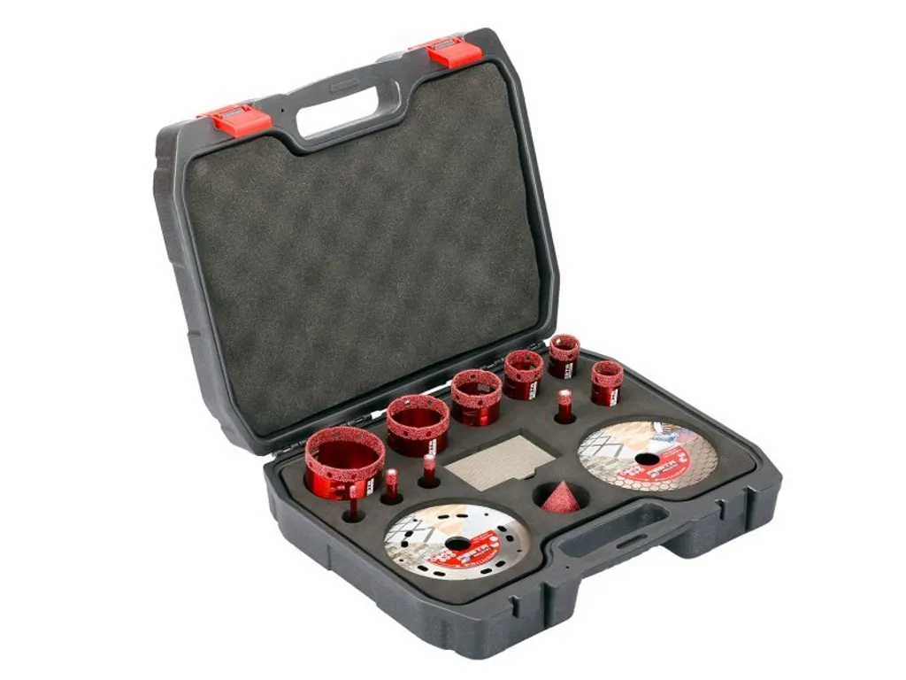 Kit Couronne et Disque Diamant 13 pièces pour Béton et Maçonnerie Mixte