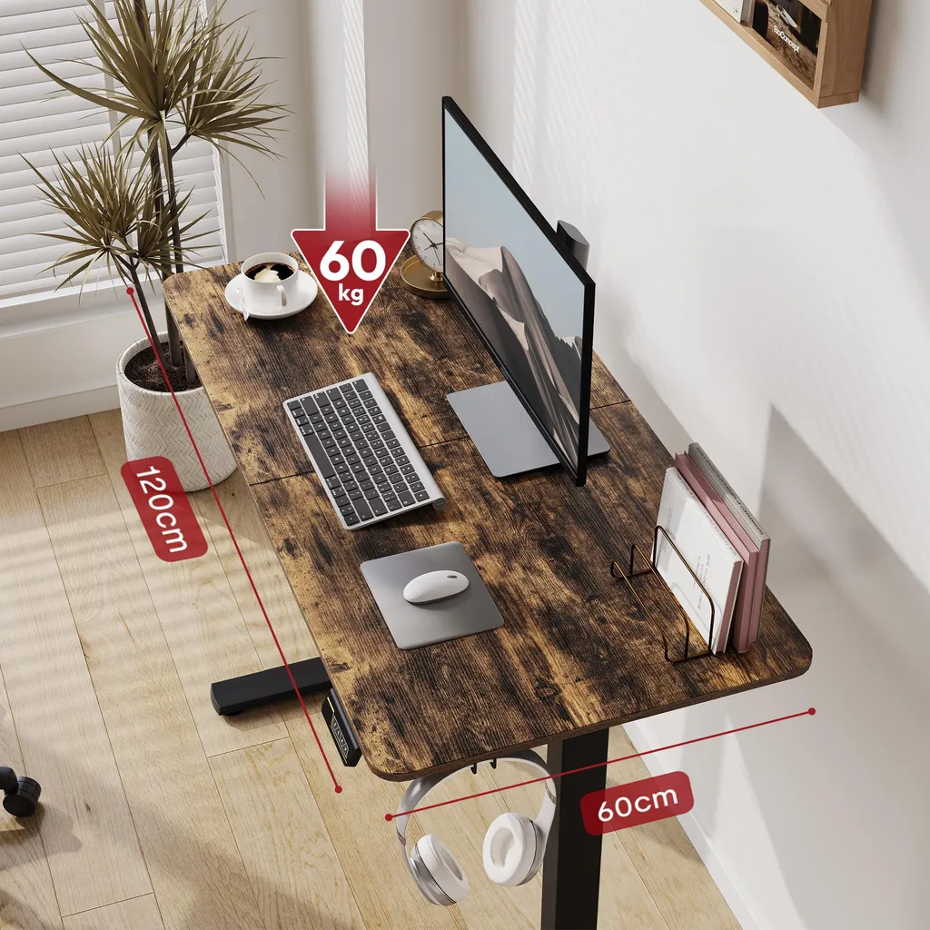 SANODESK Scrivania Regolabile 120x60 Marrone: Comfort in Ufficio - 3