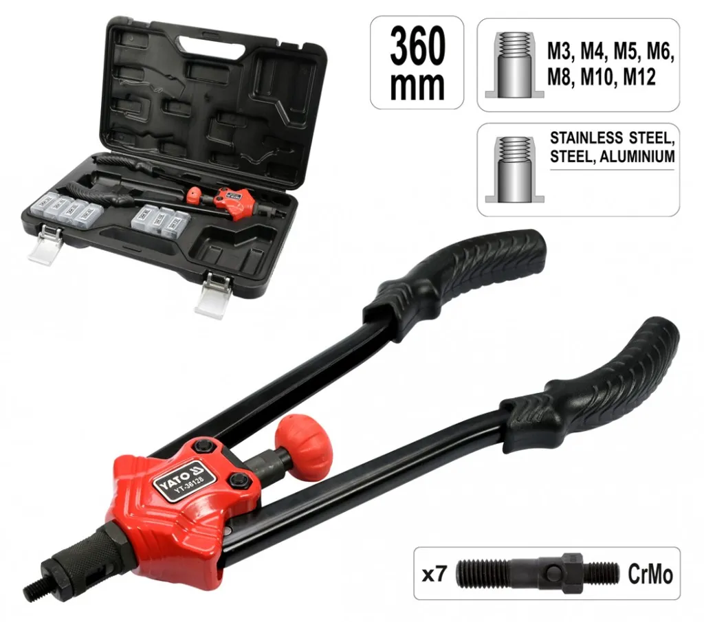 Fixez vos inserts sans effort avec la riveteuse Yato M3-12 robuste