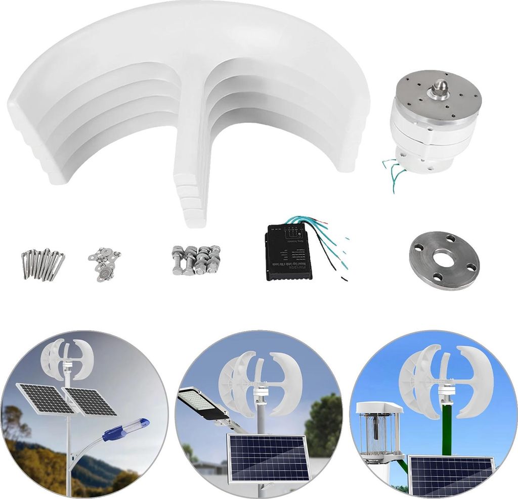 Windturbinen-Generator, 600W Leistung, Vertikale Achsenkonstruktion, WEISS