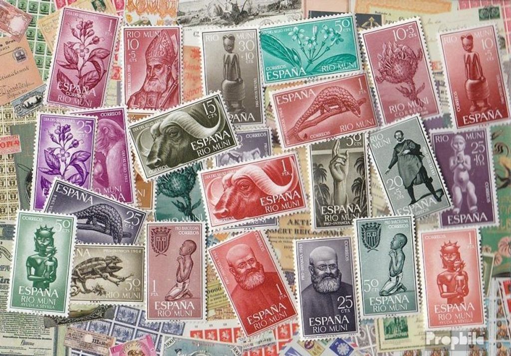 Briefmarken Rio Muni 75 verschiedene Marken