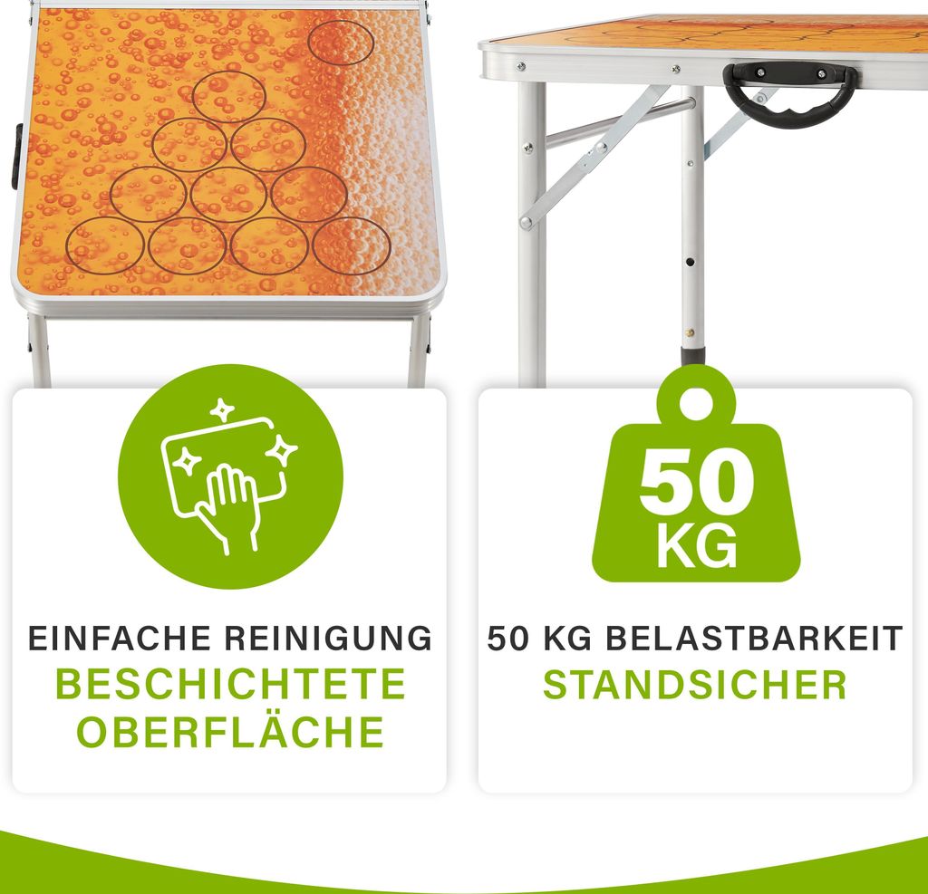 Juskys Beer Pong Tisch - klappbar - Trinkspiel Set inkl. Produktbild 4