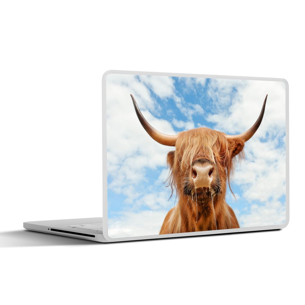MuchoWow Laptop Aufkleber Sticker Cover Schottischer Highlander - Wolke - Tiere 31x22.5 cm - Laptop-Deko