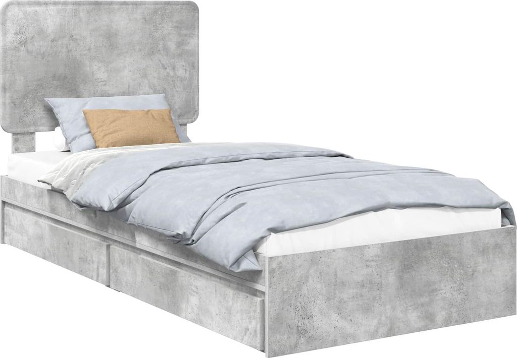 vidaXL Aufbewahrungsbett Beton Grau 100 x 200 cm Holzwerkstoff