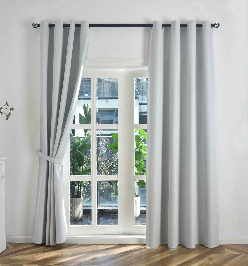 2er Set Verdunkelungsvorhänge Ösen Raffhalter HxB 245x145 cm Stein 100% Verdunkelung Blackout »München Dark« Dreischichtige Bindung Fischgrät...