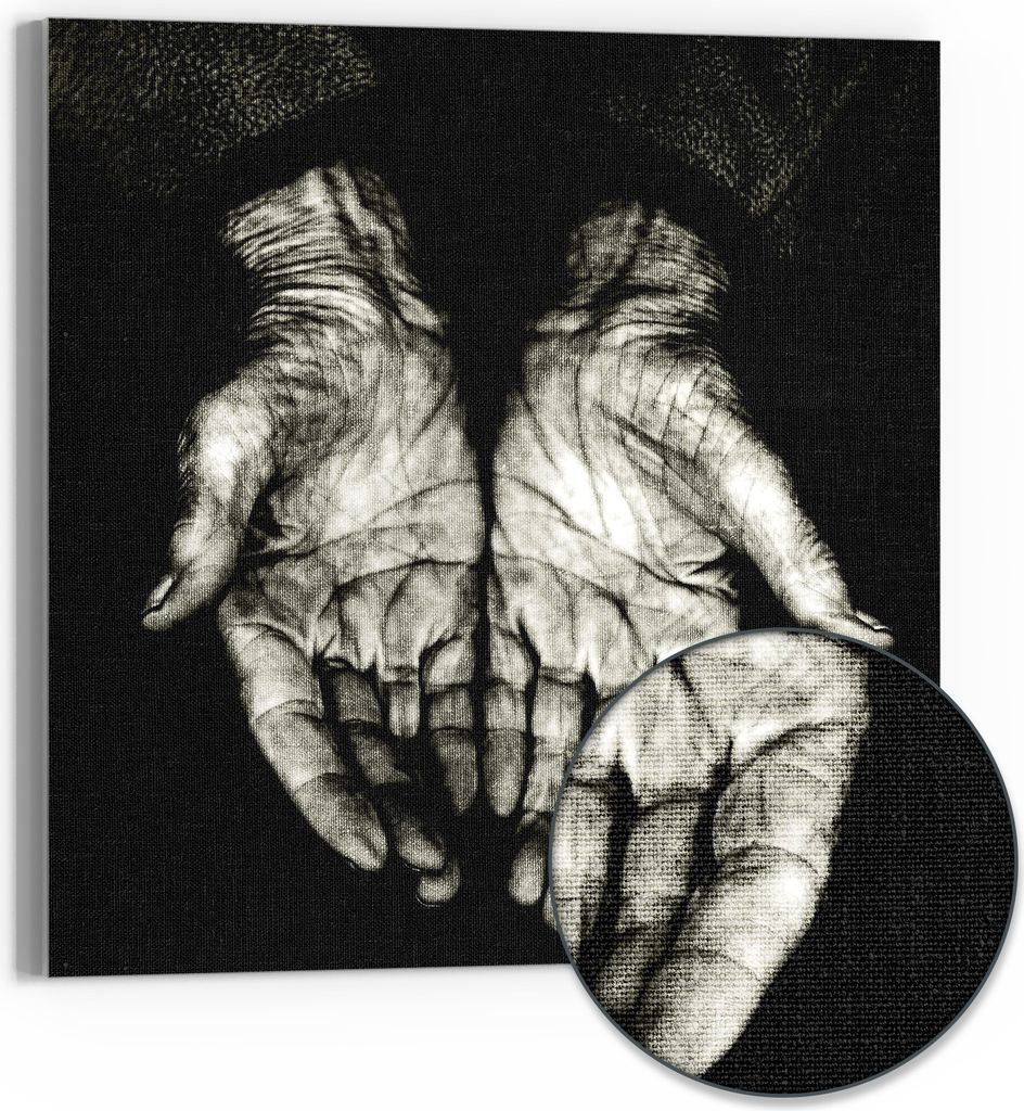 DEQORI Hybrid Leinwand Bild 50x50 cm 'Hände des Lebens' Produktbild 
