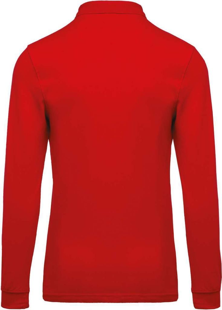 Kariban Herren Polo-Shirt Langarmshirt Poloshirt Langarm Hemd Longsleeve, Größe:L, Farbe:Rot