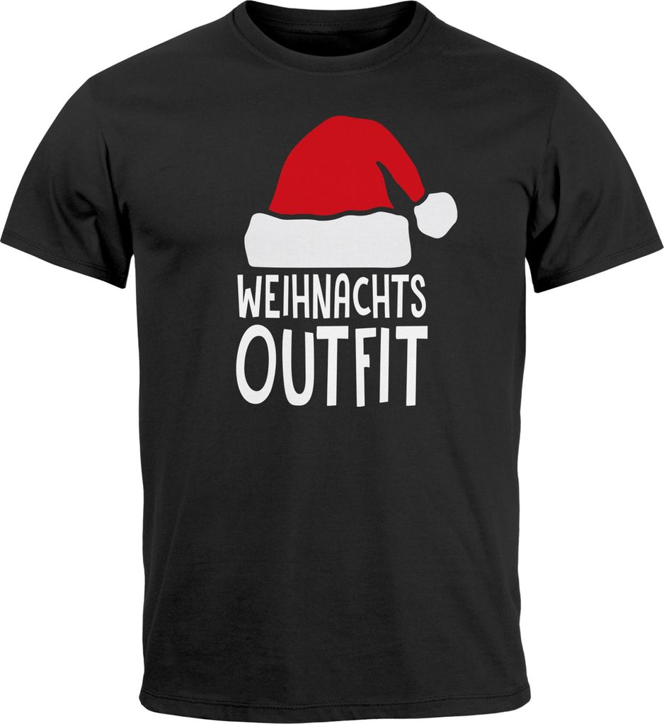 Herren T-Shirt Aufschrift Weihnachtsoutfit Lustig Minimalistisch Weihnachtsmütze XMAS Outfit Männer Moonworks