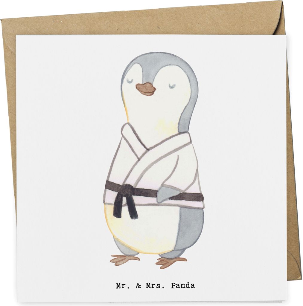 Mr. & Mrs. Panda Grußkarte Pinguin Karate - Weiß - Produktbild 