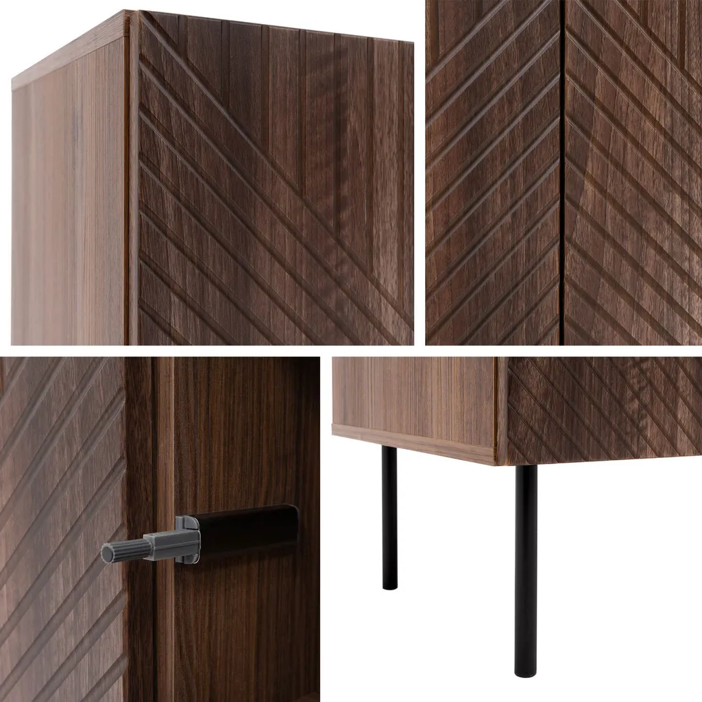 Buffet bas de salon RIESEL avec portes - Commode de rangement noyer - 5