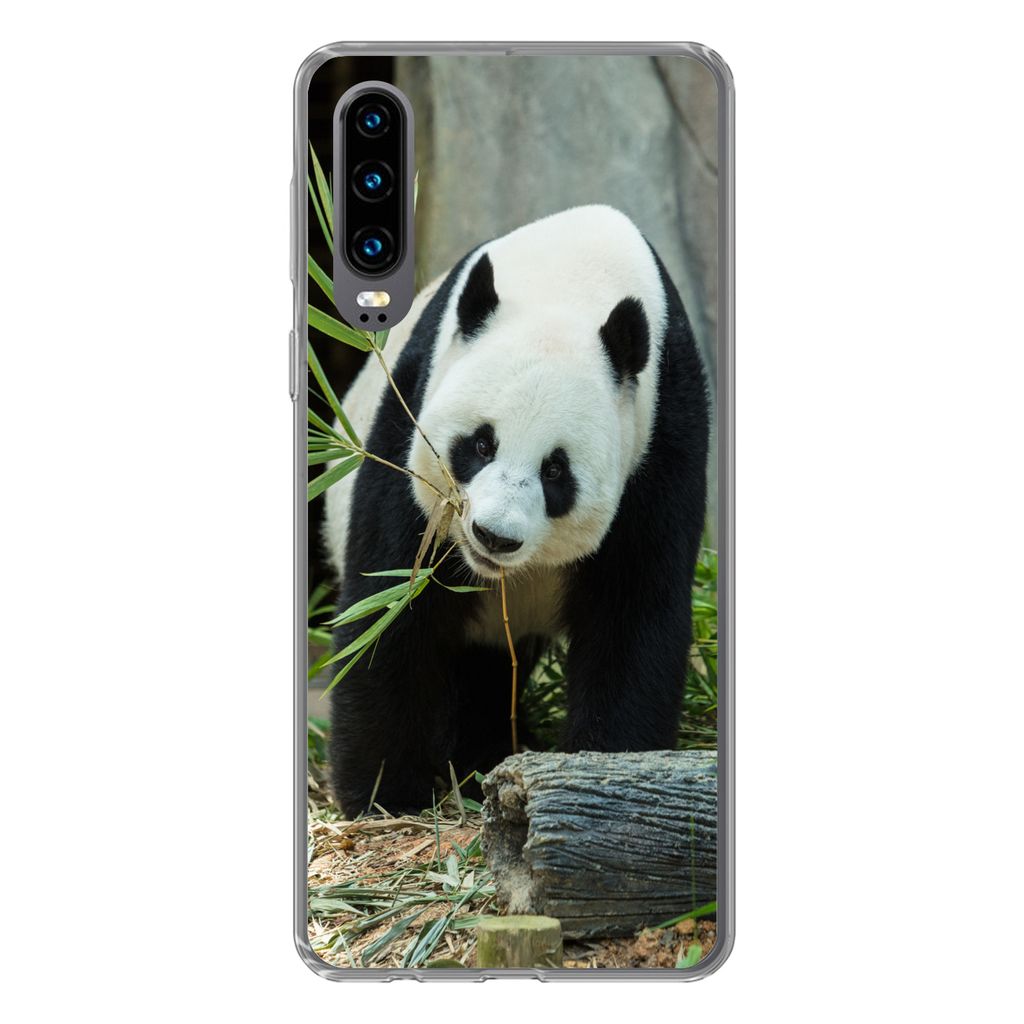 MuchoWow Handyhülle Schutzhülle Hülle für Huawei P30 Panda - Baumstamm - Höhle Silikon Softcase Handy Hülle - Kartenbesitzer