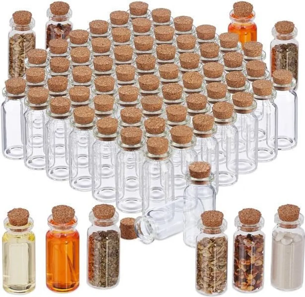 72 Mini Boccette in Vetro per Pozioni e Incantesimi con Sughero